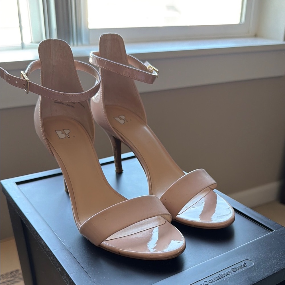 bp Women's Nude Patent Ankle-Strap Heels